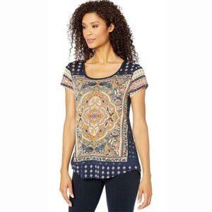 Lucky Brand Navy Persian Carpet Tee - SZ 1X